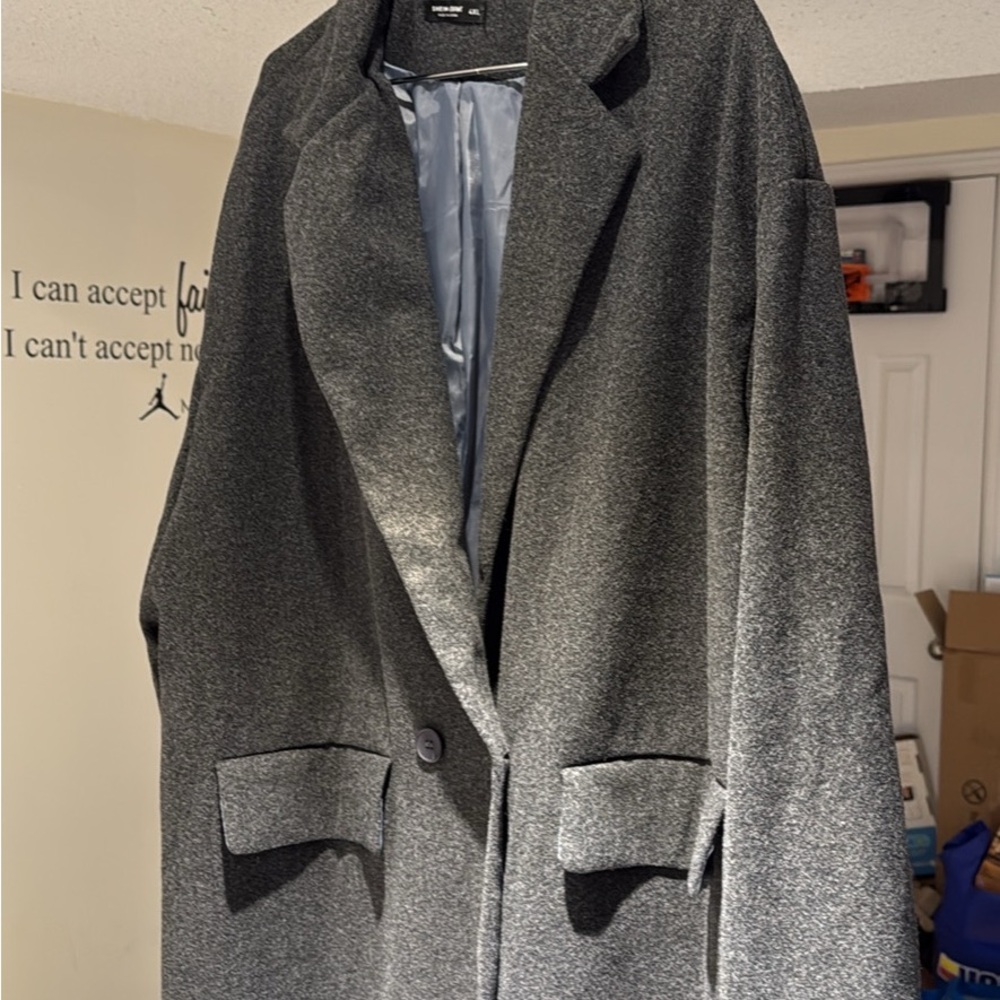 SHEIN Dark Gray Single-Button Blazer